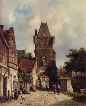 In The Village Oil painting by Adrianus Eversen
