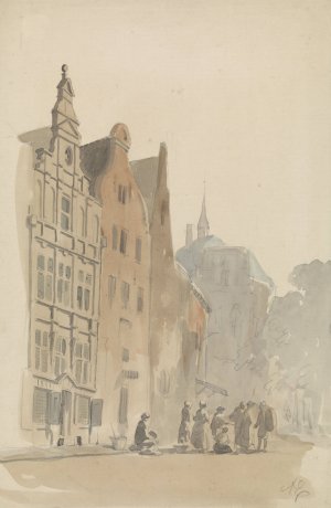 Ronde Lutherse kerk en enige huizen te Amsterdam by Adrianus Eversen Oil Painting