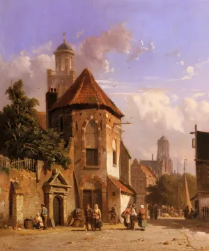 View of a Dutch Street by Adrianus Eversen - Oil Painting Reproduction