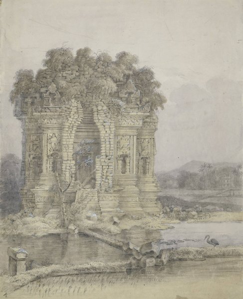 Candi Kalasan, bij Yogyakarta, Midden-Java  by Adrianus Johannes Bik - Hand-Painted Oil Painting Reproduction