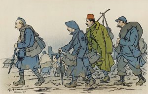 Groupe de soldats en marche by Adrien Barrere Oil Painting