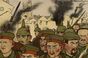 Souvenez-vous des crimes allemands! Gerbeviller 1914 Oil painting by Adrien Barrere