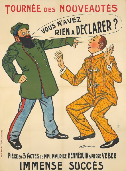 Tournee des Nouveautes, Vous N'Avez Rien A Declarer by Adrien Barrere - Hand-Painted Oil Painting Reproduction