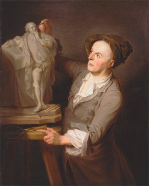 Louis-Francois Roubiliac Modelling His Monument to Shakespeare by Adrien Carpentiers Oil Painting