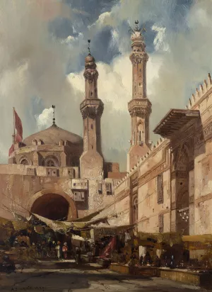 A Cairo Bazaar by Adrien Dauzats Oil Painting