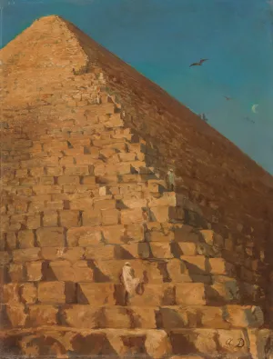 The Great Pyramid, Giza by Adrien Dauzats Oil Painting