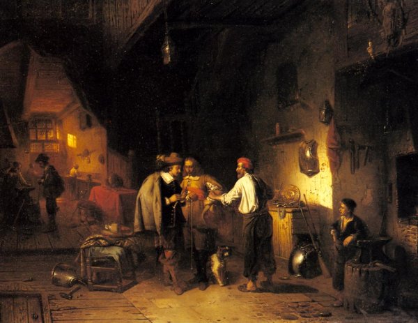 Main Product Photo of The Armor Shop Painting by Adrien Ferdinand De Braekeleer