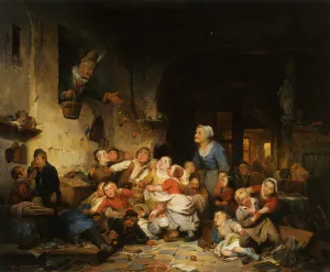 The Village School painting by Adrien Ferdinand De Braekeleer