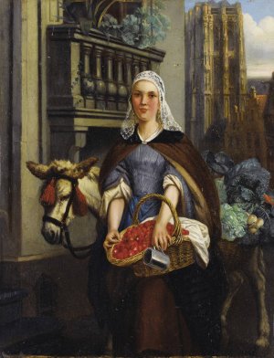 Going to Market by Adrien Joseph Verhoeven-Ball Oil Painting