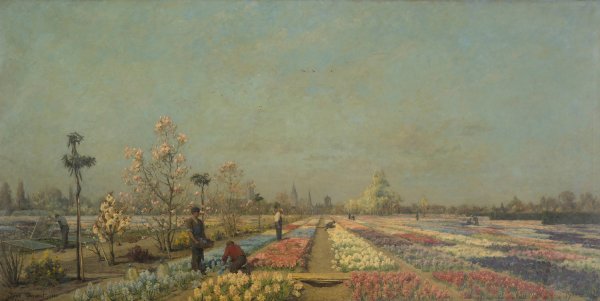 Tulip Fields  by Adrien-Louis Demont - Hand-Painted Oil Painting Reproduction