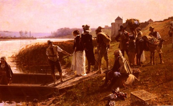 Main Product Photo of Le Bac Painting by Adrien Moreau