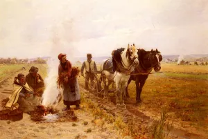 Plowing The Fields painting by Adrien Moreau