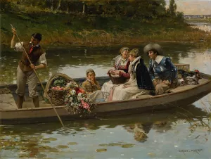 Return from market by Adrien Moreau Oil Painting