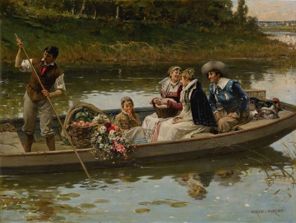 Main Product Photo of Return from market Painting by Adrien Moreau