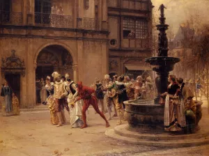 The Carnival Procession by Adrien Moreau - Oil Painting Reproduction