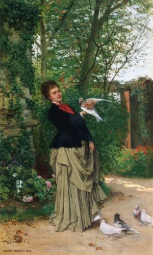 The Favorite Bird by Adrien Moreau - Oil Painting Reproduction