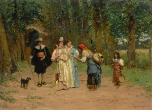 The fortune teller by Adrien Moreau Oil Painting