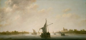 A View of the Maas at Dordrecht by Aelbert Cuyp Oil Painting