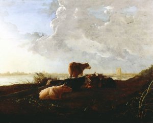 Cattle near a River by Aelbert Cuyp Oil Painting