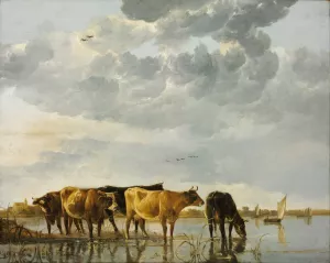 Cows in a River by Aelbert Cuyp Oil Painting