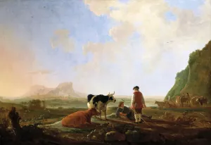 Herdsmen with Cows by Aelbert Cuyp Oil Painting