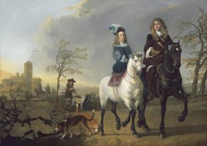 Lady and Gentleman on Horseback by Aelbert Cuyp Oil Painting