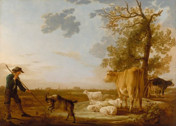 Main Product Photo of Landscape with cattle Painting by Aelbert Cuyp