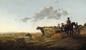 Landscape with Herdsmen by Aelbert Cuyp Oil Painting