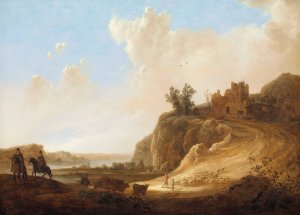 Mountainous Landscape with the Ruins of a Castle by Aelbert Cuyp Oil Painting