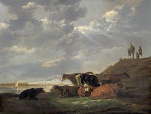 River Landscape with Cows by Aelbert Cuyp Oil Painting