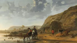 River Landscape with Riders Oil painting by Aelbert Cuyp