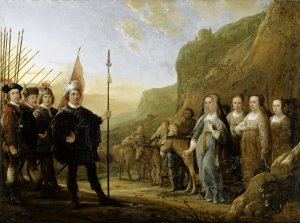 The Encounter of David and Abigail. Portrait of the family of Lowijs Jacobsz. Molenschot and his wife Janneken Jansdr. Rokus by Aelbert Cuyp Oil Painting