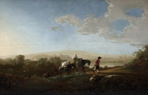 Travelers in Hilly Countryside Oil painting by Aelbert Cuyp