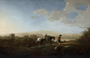 Travelers in Hilly Countryside Oil painting by Aelbert Cuyp