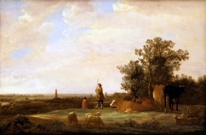 View on a Plain by Aelbert Cuyp Oil Painting