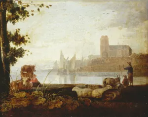View on the Maas by Aelbert Cuyp Oil Painting