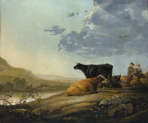 Young Herdsmen with Cows by Aelbert Cuyp Oil Painting