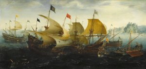 The Battle of Cadiz by Aert Anthonisz Oil Painting