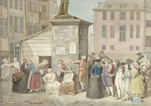 Plein met monniken en nonnen tijdens de revolutie in Belgie, 20 oktober 1787 by Aert Schouman Oil Painting