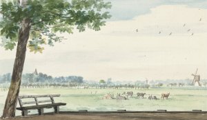 The Hamlet, De Lindt, in the Zwijndrechtse Waard near Meerdervoort Oil painting by Aert Schouman