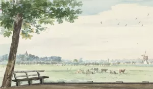 The Hamlet, De Lindt, in the Zwijndrechtse Waard near Meerdervoort by Aert Schouman Oil Painting