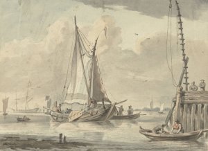 Zeilschepen op de rivier bij Dordrecht by Aert Schouman Oil Painting