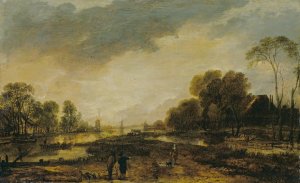 A River Scene; Evening by Aert Van Der Neer Oil Painting