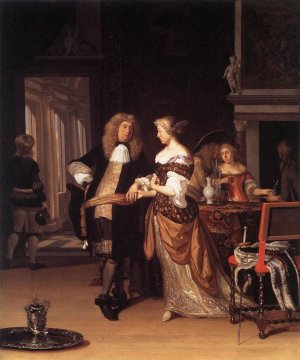 Elegant Couple in an Interior by Aert Van Der Neer Oil Painting