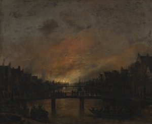 Fire at Amsterdam by Night by Aert Van Der Neer Oil Painting