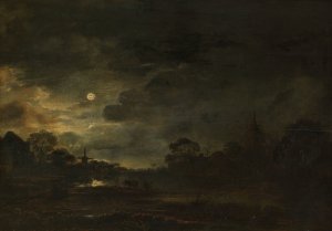 Landscape by Moonlight by Aert Van Der Neer Oil Painting