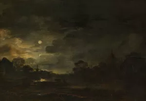 Landscape by Moonlight by Aert Van Der Neer Oil Painting