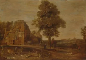 Landscape with an Inn by Aert Van Der Neer Oil Painting