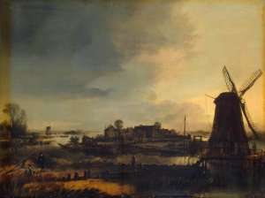 Landscape with Windmill by Aert Van Der Neer Oil Painting