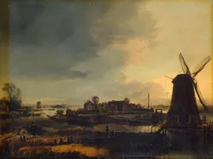 Landscape with Windmill by Aert Van Der Neer - Oil Painting Reproduction